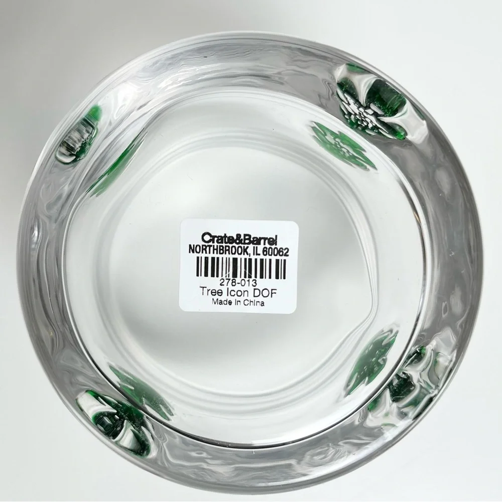 NEW Crate & Barrel Christmas Icon DOF Glasses Set of 4 Double Old Fashioned